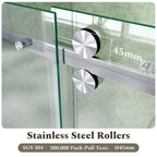 56-60"W Frameless Sliding Tub Shower Door with Tempered Glass - Brushed Nickel