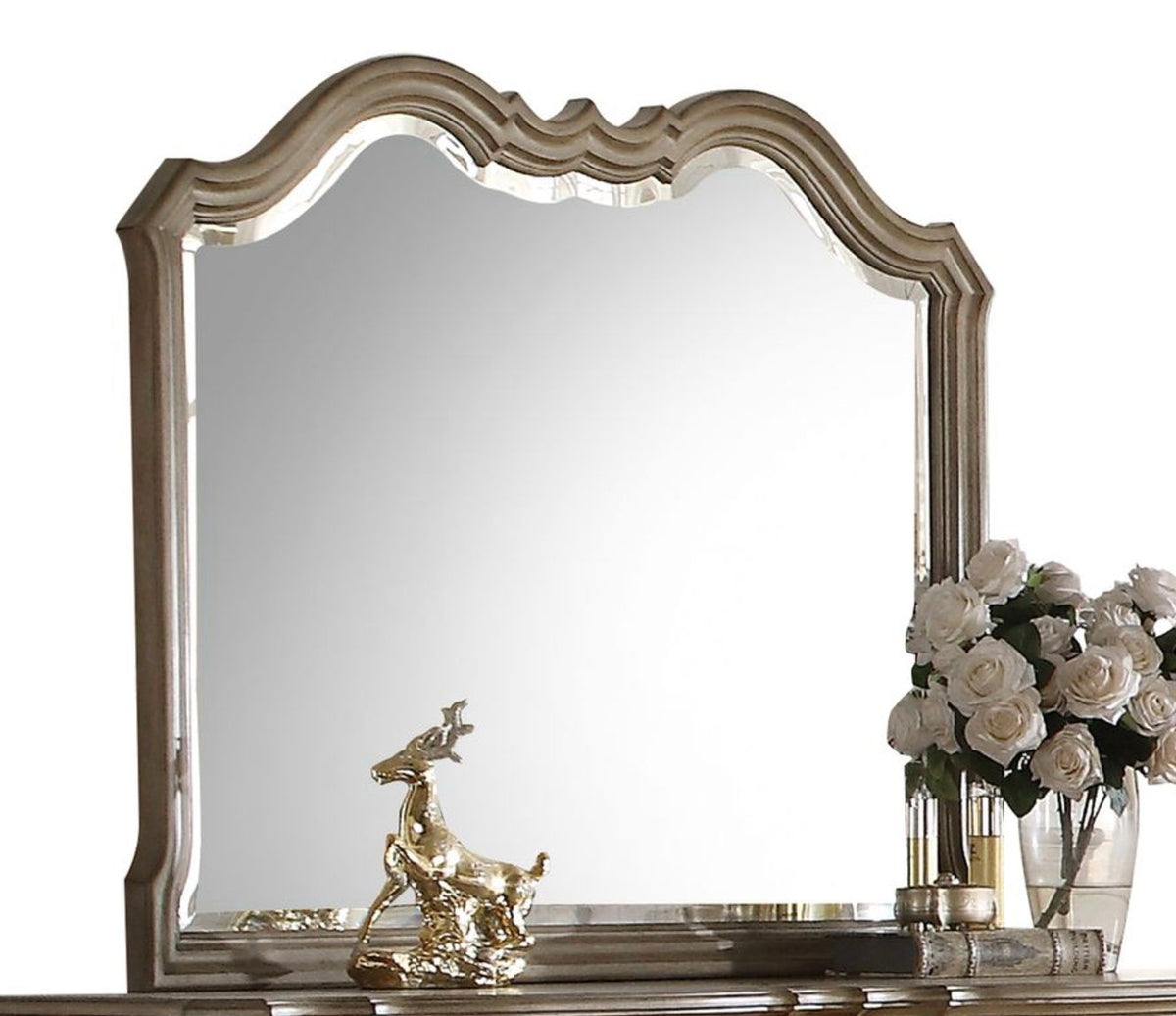 Taupe Mirror with Beveled Edge - Wood Frame