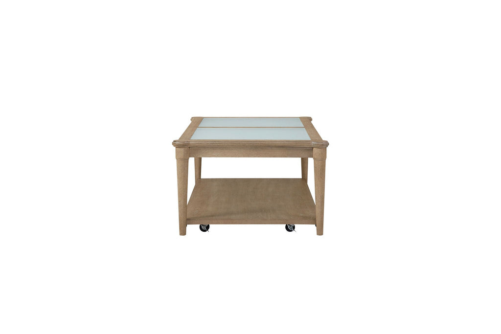 Frosted Glass Top Cocktail Table with Casters - Sand