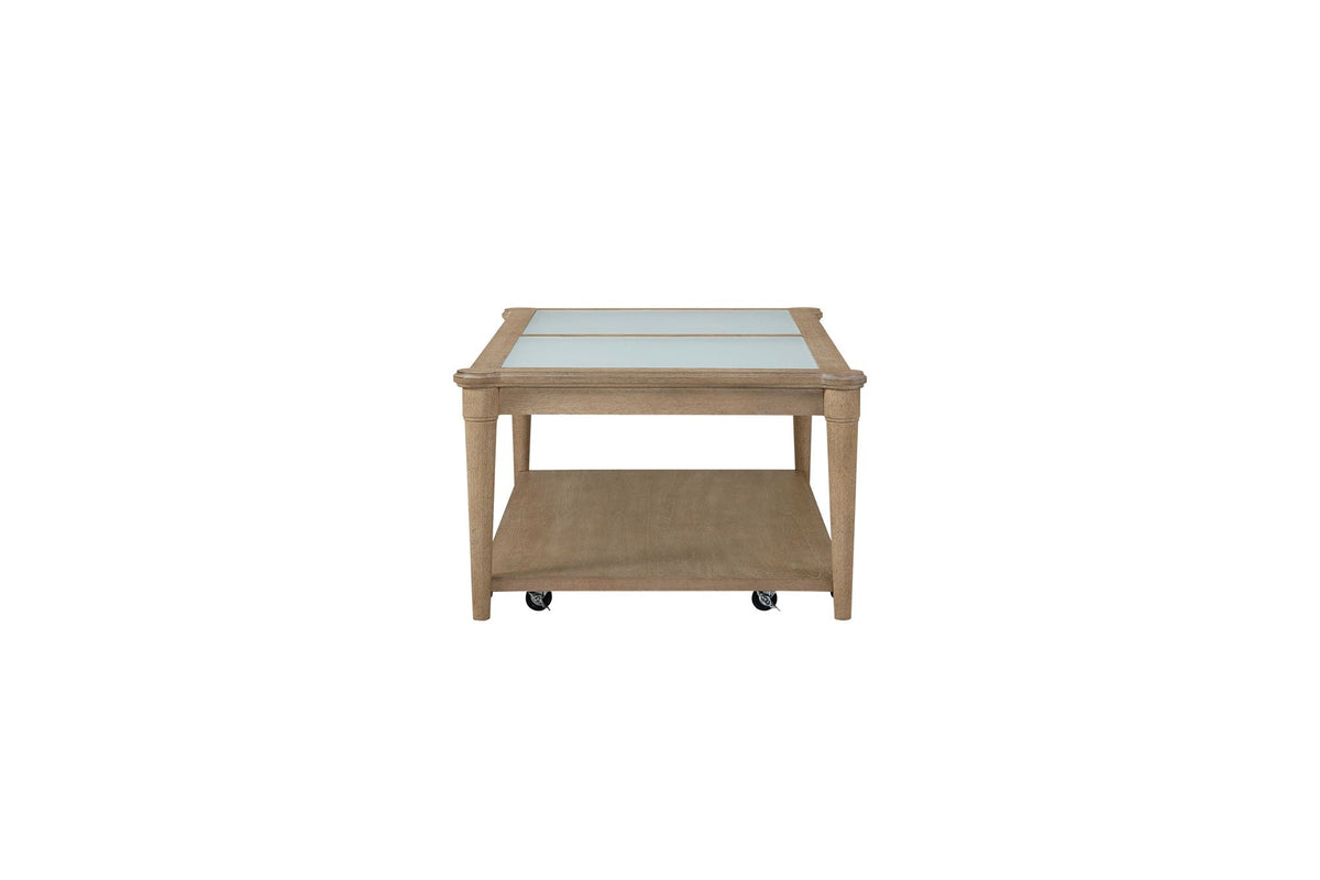 Frosted Glass Top Cocktail Table with Casters - Sand