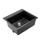 25 Inch Granite Kitchen Sink with Scratch Resistance - Matte Black