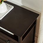 Wooden Bedside Nightstand with Open Cubby & 2 Storage Drawers