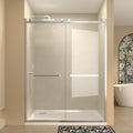 60 Inch Semi-Frameless Sliding Shower Door with 3/8" Tempered Glass - Brushed Nickel