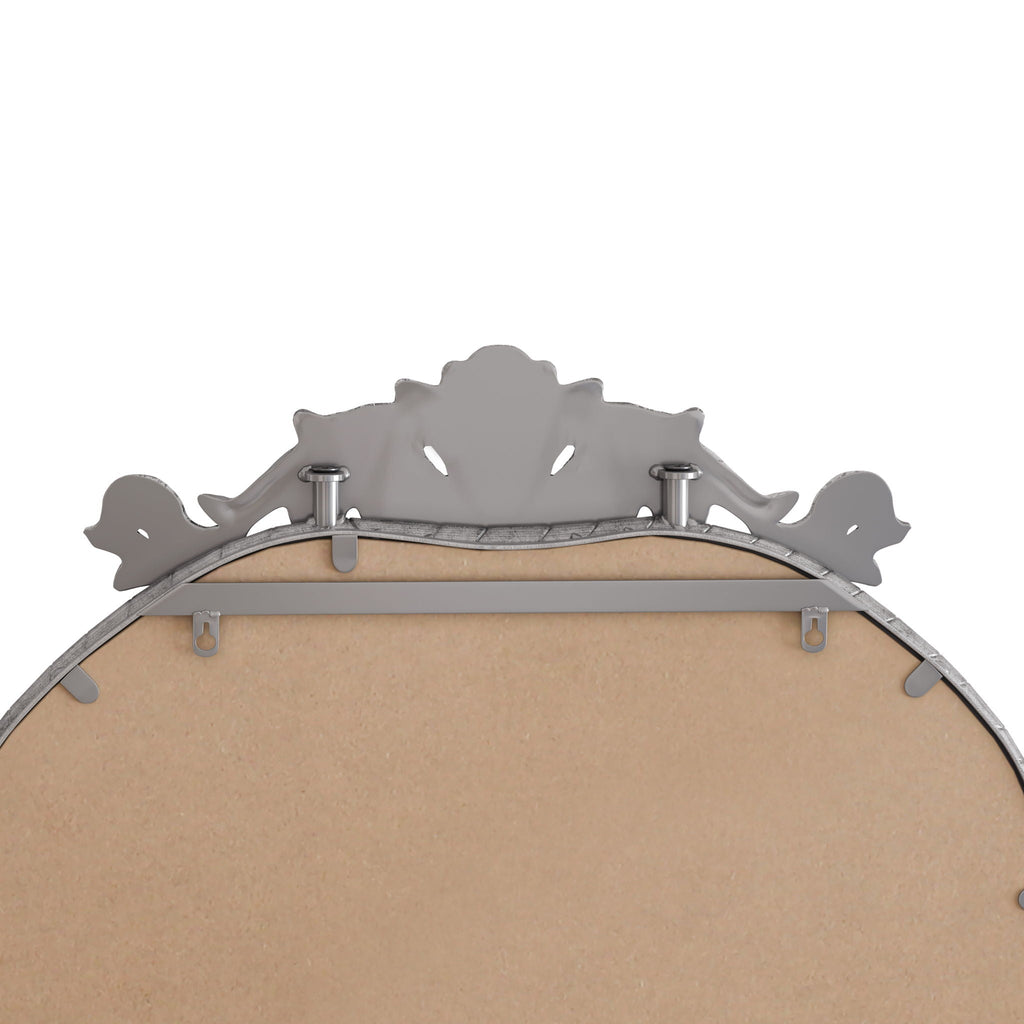 Full Body Arched Mirror with Vintage Carved Applique - Bronze or Pearl Silver