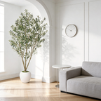 8FT Artificial Olive Tree with Decorative White Planter - Green Leaves