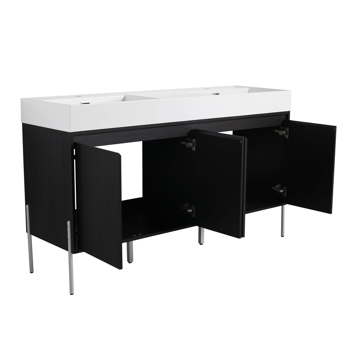 Freestanding Bathroom Vanity With Resin Sink And Storage Cabinet