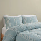 Cotton Jacquard Comforter Set with Reversible Design - Aqua