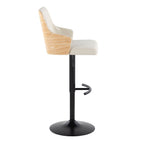 Contemporary Adjustable Barstool Set with Swivel and Rounded T Footrest - Gray or White