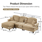 Mid Century Three Seater Modular L Shaped Sectional Couch