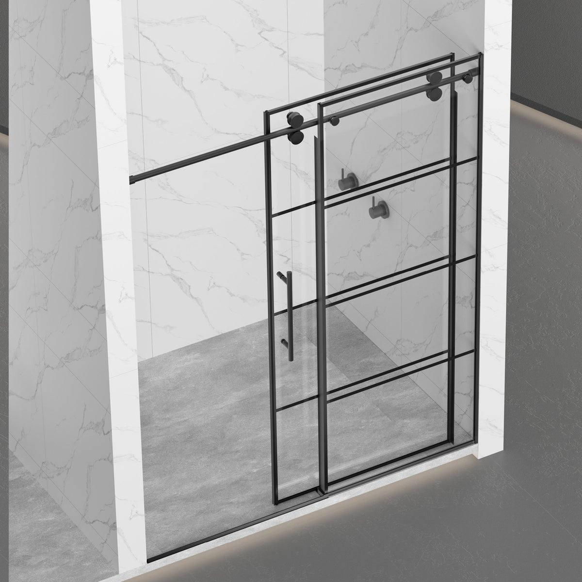 Matte Shower Doors with Customizable Width - Matte Finish