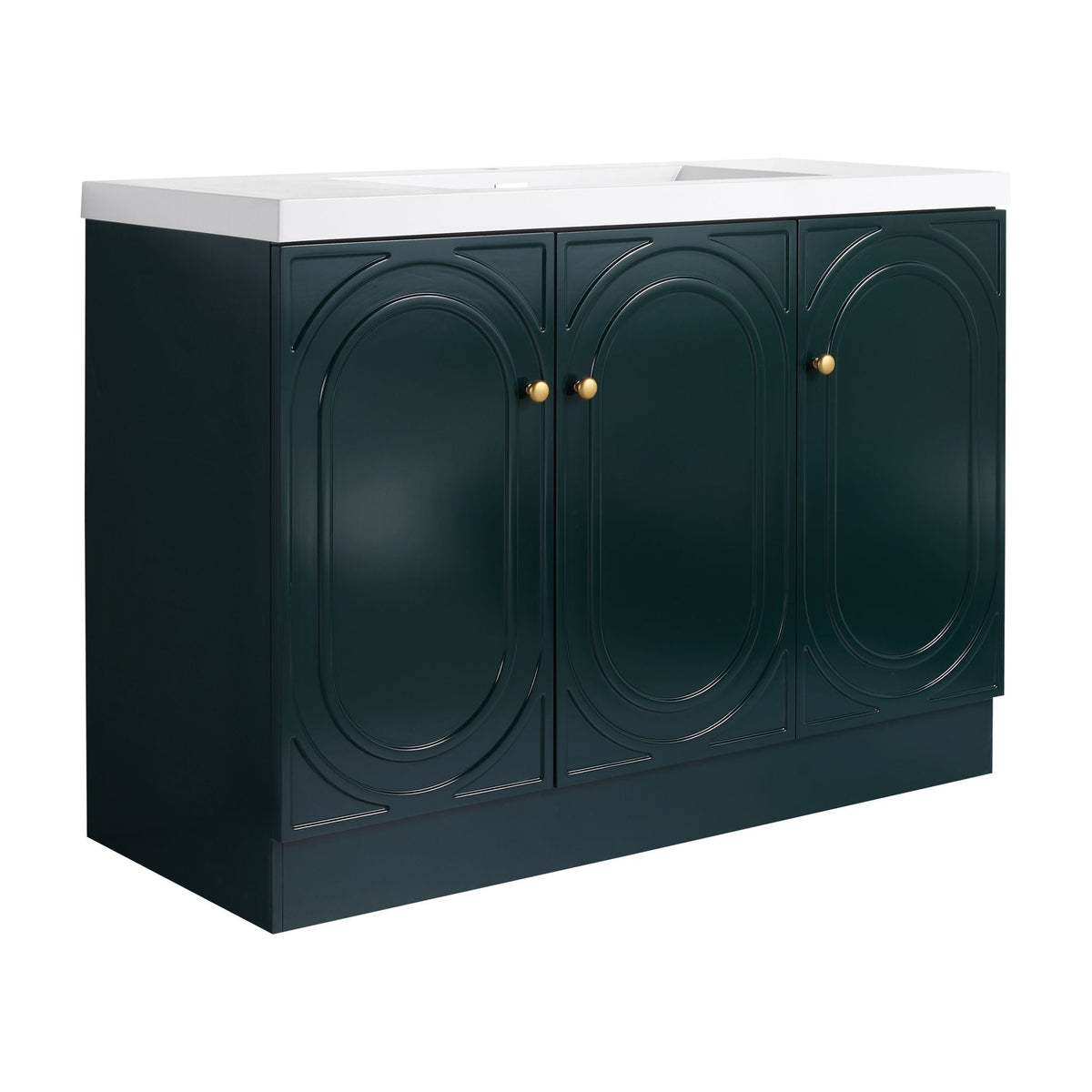Contemporary Freestanding Bathroom Vanity with Resin Sink & Soft-Close Cabinet Doors - White, Dark Green, or Pearl