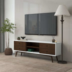Modern TV Stand Up To 72" with Solid Wood Construction - White or Dark Brown