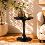 Black Round Dining Table with MDF Top and Matte Iron Base - Black