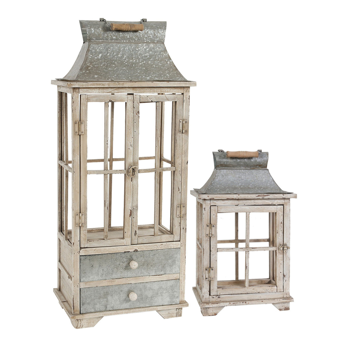 Wooden Candle Lantern Decorative - Ivory