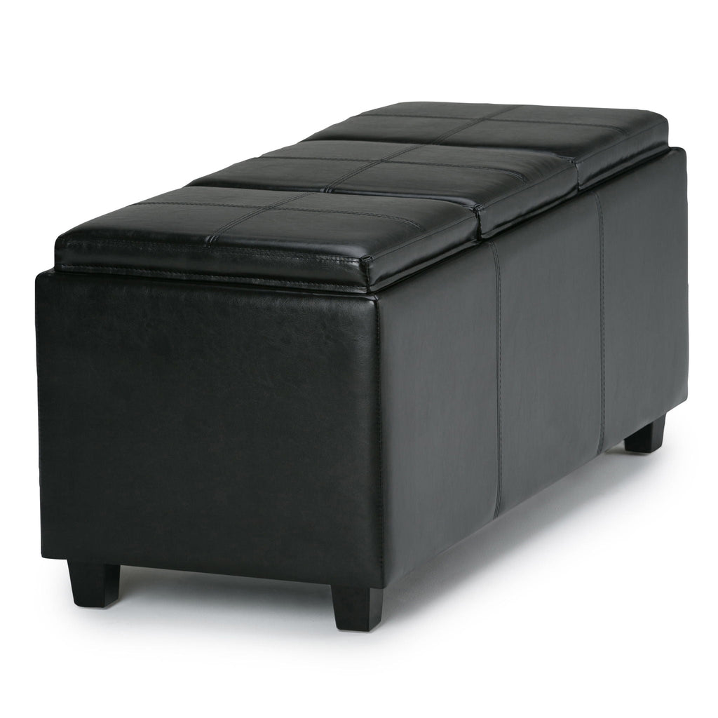 Avalon Upholstered Storage Ottoman with Flip-Over Serving Trays - Multiple Colors