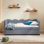 Gingham Daybed with USB Charging Port and Wave-Shaped Design - Multiple Colors