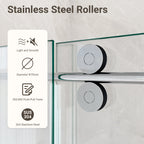 Frameless Single Sliding Shower Door with Stainless Steel Rollers - Chrome