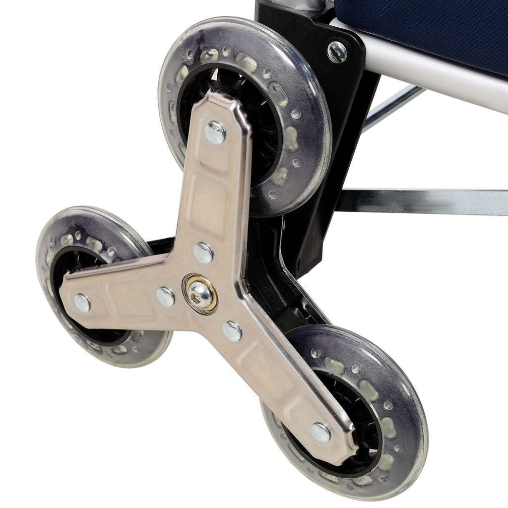 Foldable Shopping Stair Trolley with Triangular Wheels and Removable Waterproof Bag - Black