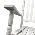 Balcony Porch Adult Rocking Chair with Solid Hardwood Frame - Available in Brown, Oak, or White