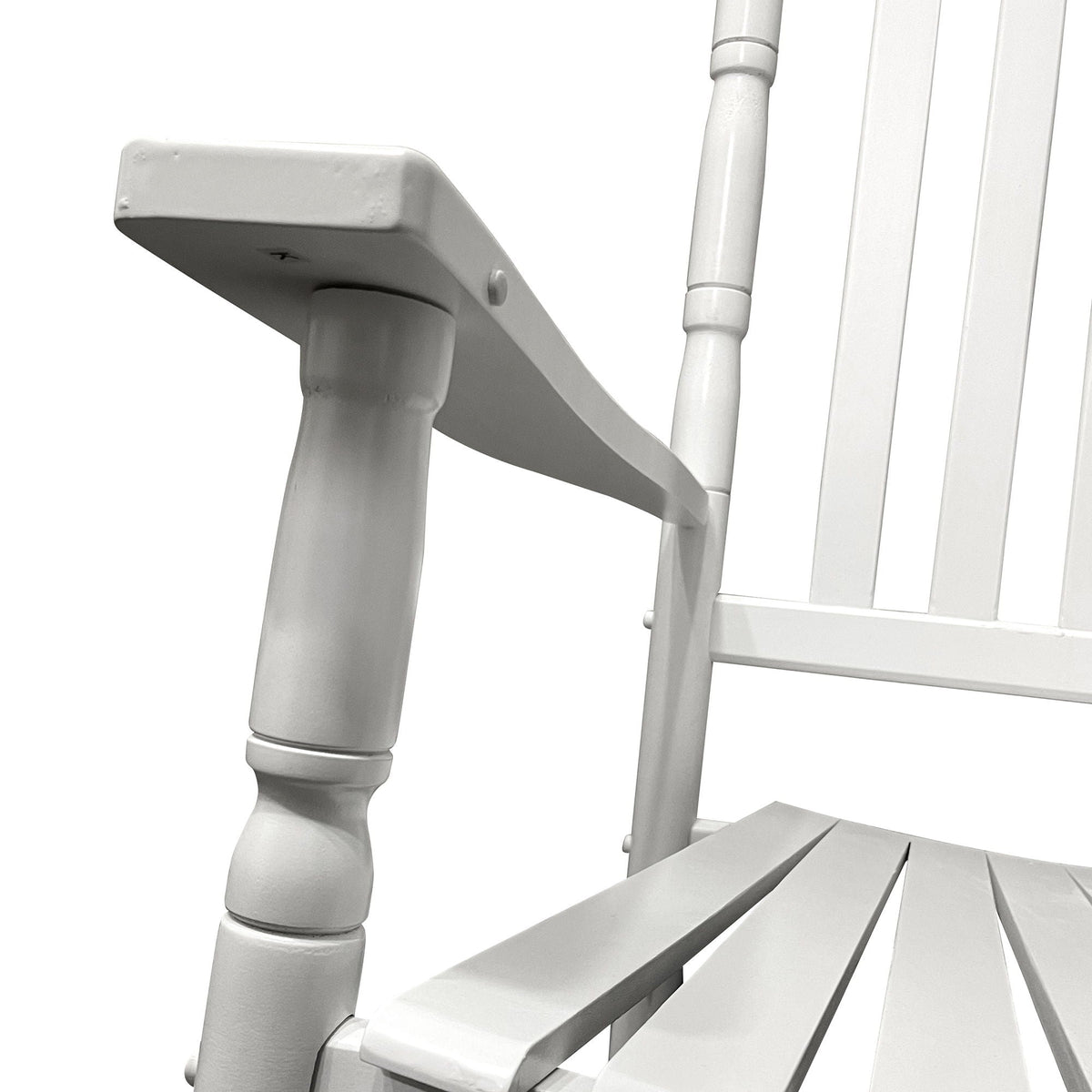 Balcony Porch Adult Rocking Chair with Solid Hardwood Frame - Available in Brown, Oak, or White