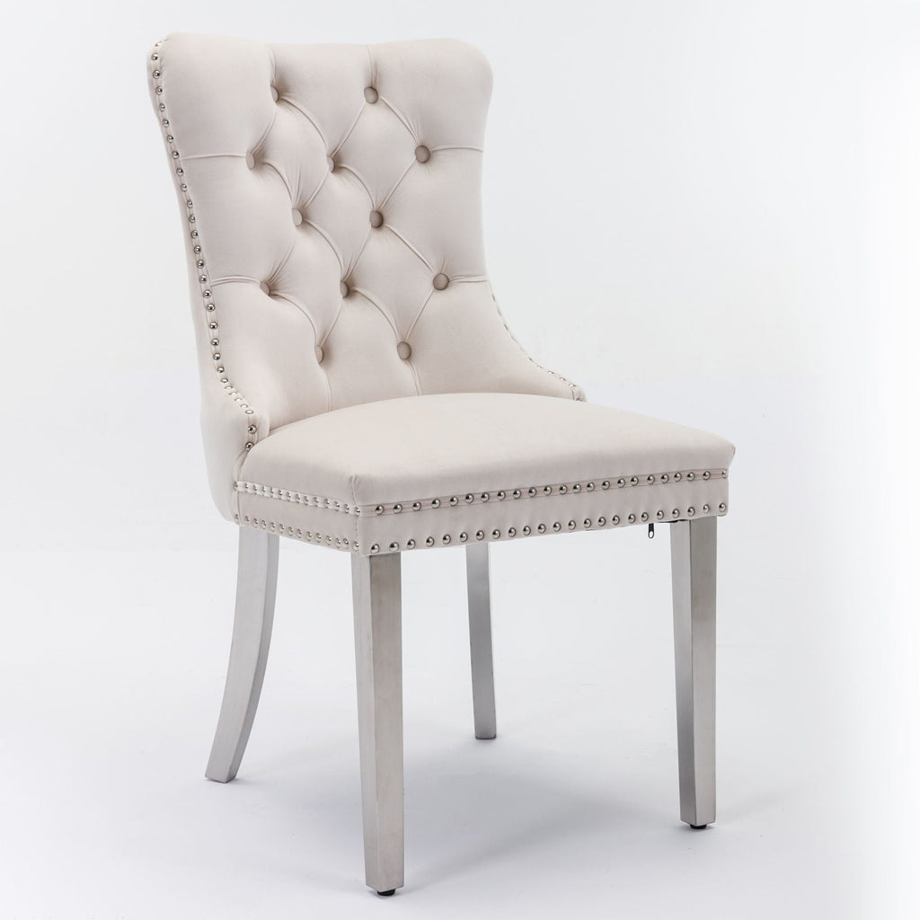 Contemporary Upholstered Dining Chair Set with Nailhead Trim - Multiple Colors