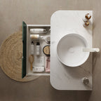 36" Floating Bathroom Vanity with Curved Edges and Ceramic Sink - Dark Green