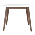White Round Dining Table with Solid Wood Construction - White