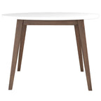 White Round Dining Table with Solid Wood Construction - White