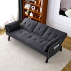 Foldable Sofa Bed with Cup Holder and Solid Wood Frame - Multiple Colors