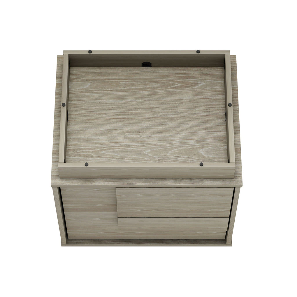 Modern Nightstand with Push to Open Drawers - Dark Gray, Dark Brown, or Light Brown