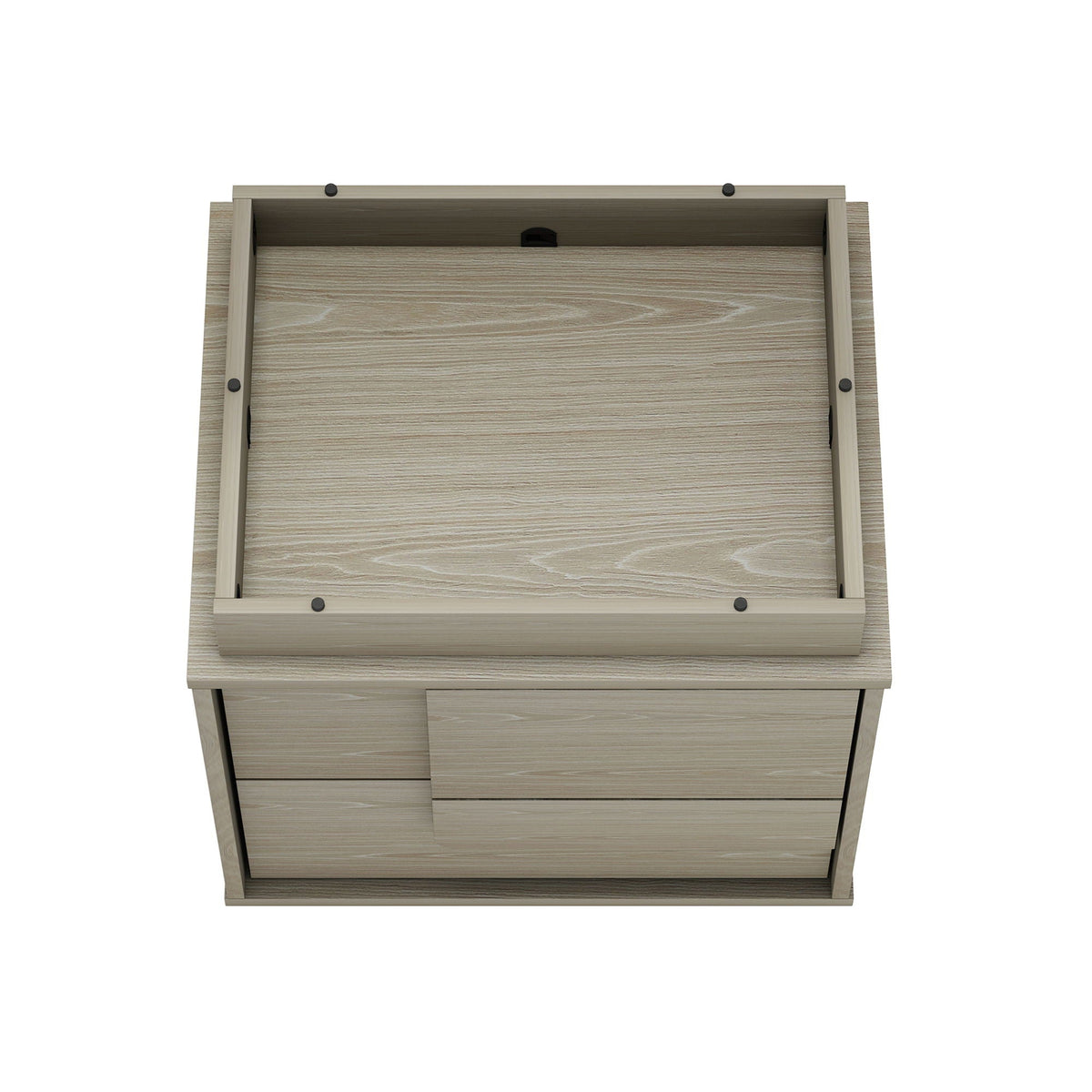 Modern Nightstand with Push to Open Drawers - Dark Gray, Dark Brown, or Light Brown