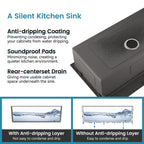 Stainless Steel Kitchen Sink with Single Bowl Undermount - Satin Finish