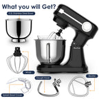 5.5QT Electric Stand Mixer with 12-Speed Tilt-Head – Stainless Steel Bowl