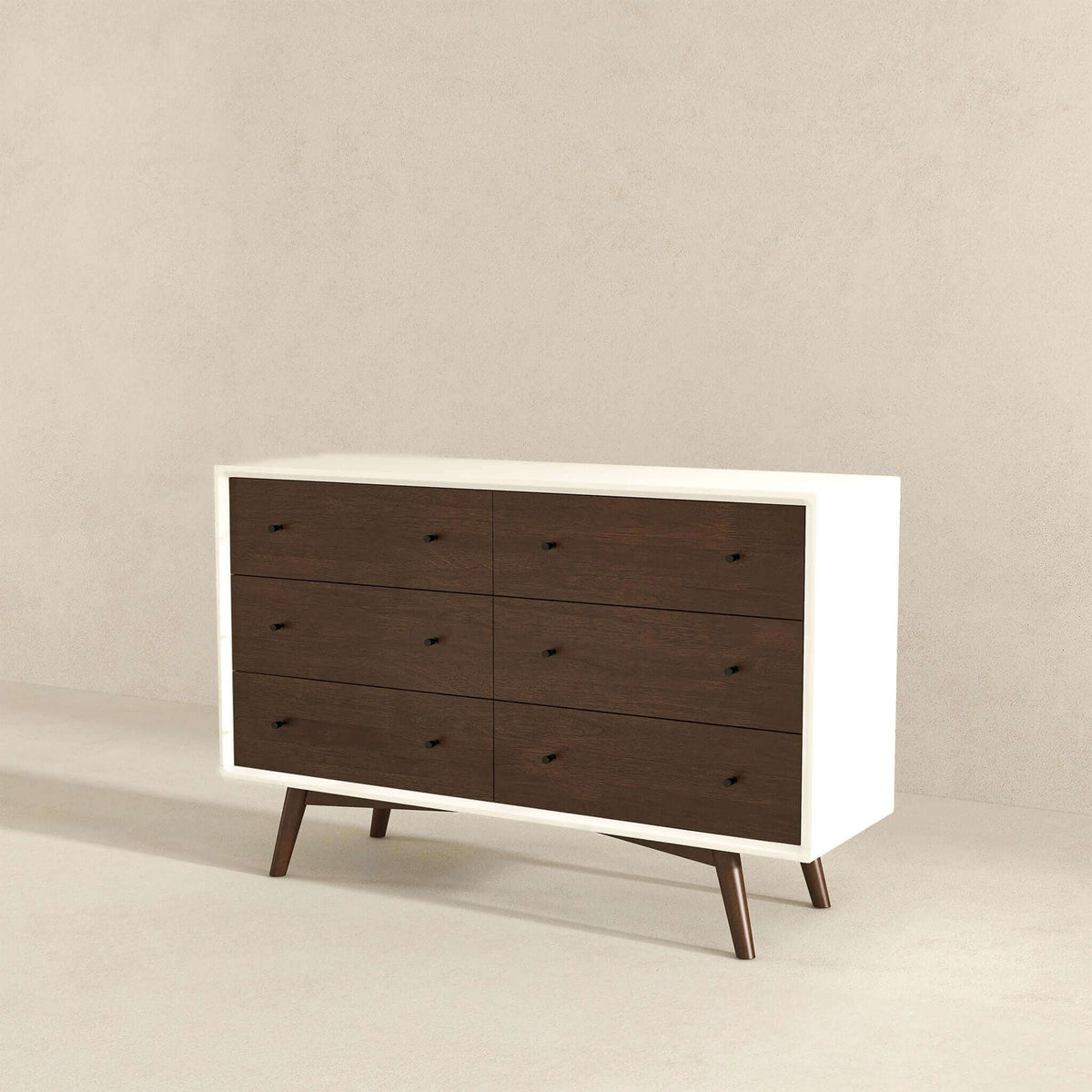 6-Drawer Dresser with Spacious Storage - Dark Brown / White