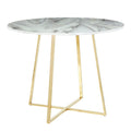 Contemporary Glam Dining Table with Round Marble Top - Pearl Silver, Gold, or Black