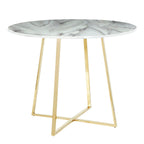 Contemporary Glam Dining Table with Round Marble Top - Pearl Silver, Gold, or Black