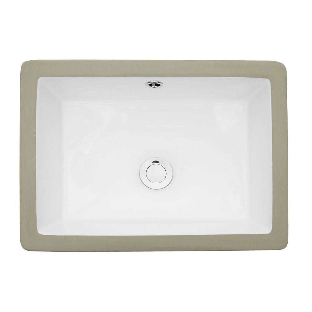Modern Ceramic Rectangular Undermount Bathroom Sink with Overflow - White