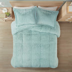 Twin/Twin XL Shaggy Long Fur Comforter Mini Set with Plush Reverse - Gray