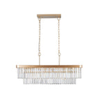 Rectangular Crystal Chandelier with Adjustable Height - Gold