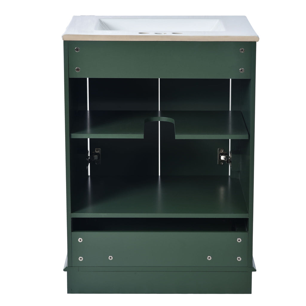 Modern Bathroom Vanity with Ceramic Sink Combo and Storage Cabinet - Multiple Colors