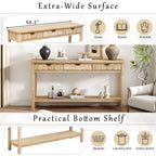 Fir Veneer Entryway Table with Honeycomb-Patterned Drawers - Natural