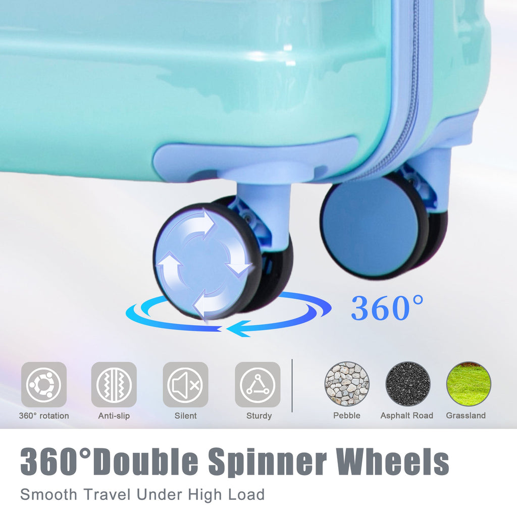 3-Piece Hard Case Luggage Set with Spinner Wheels - Blue+Yellow