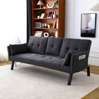 Foldable Sofa Bed with Cup Holder and Solid Wood Frame - Multiple Colors