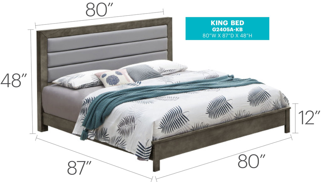 Transitional Modern Panel Bed with Wood Construction - Multiple Colors