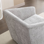 Modern Upholstered Barrel Armchair with 360° Swivel - Gray