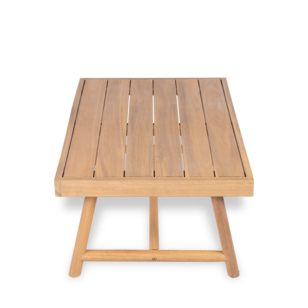 Patio Acacia Wood Chat Set with Water-Resistant Cushion - Beige