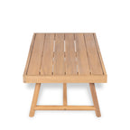 Patio Acacia Wood Chat Set with Water-Resistant Cushion - Beige