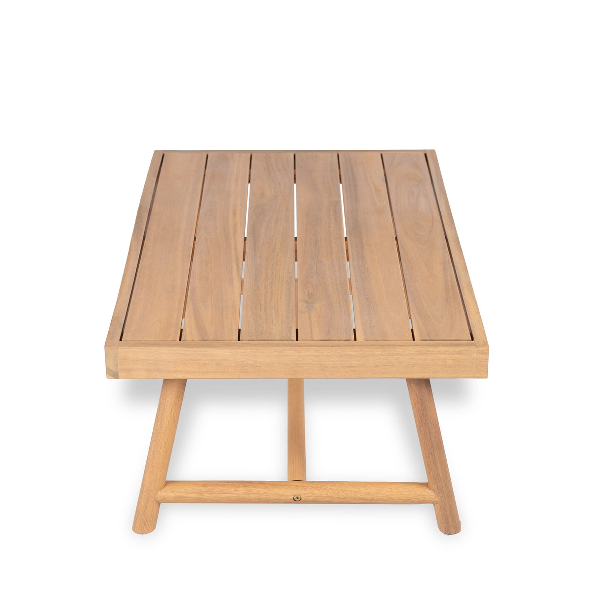 Patio Acacia Wood Chat Set with Water-Resistant Cushion - Beige