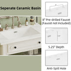 Vintage Bathroom Vanity With Sink and Soft-Close Doors - Dark Gray or White