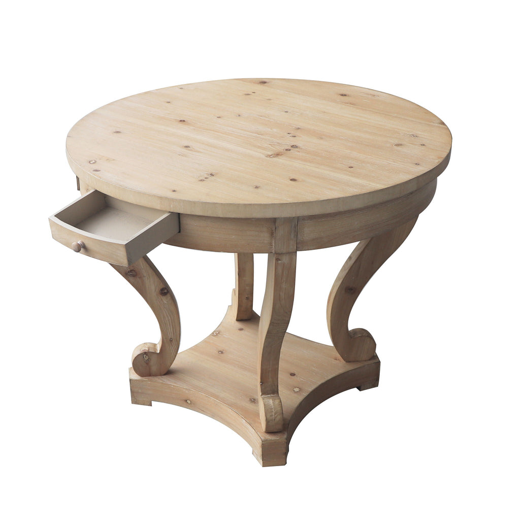 Natural Wood Grain Distressed Side Table with Curved Legs